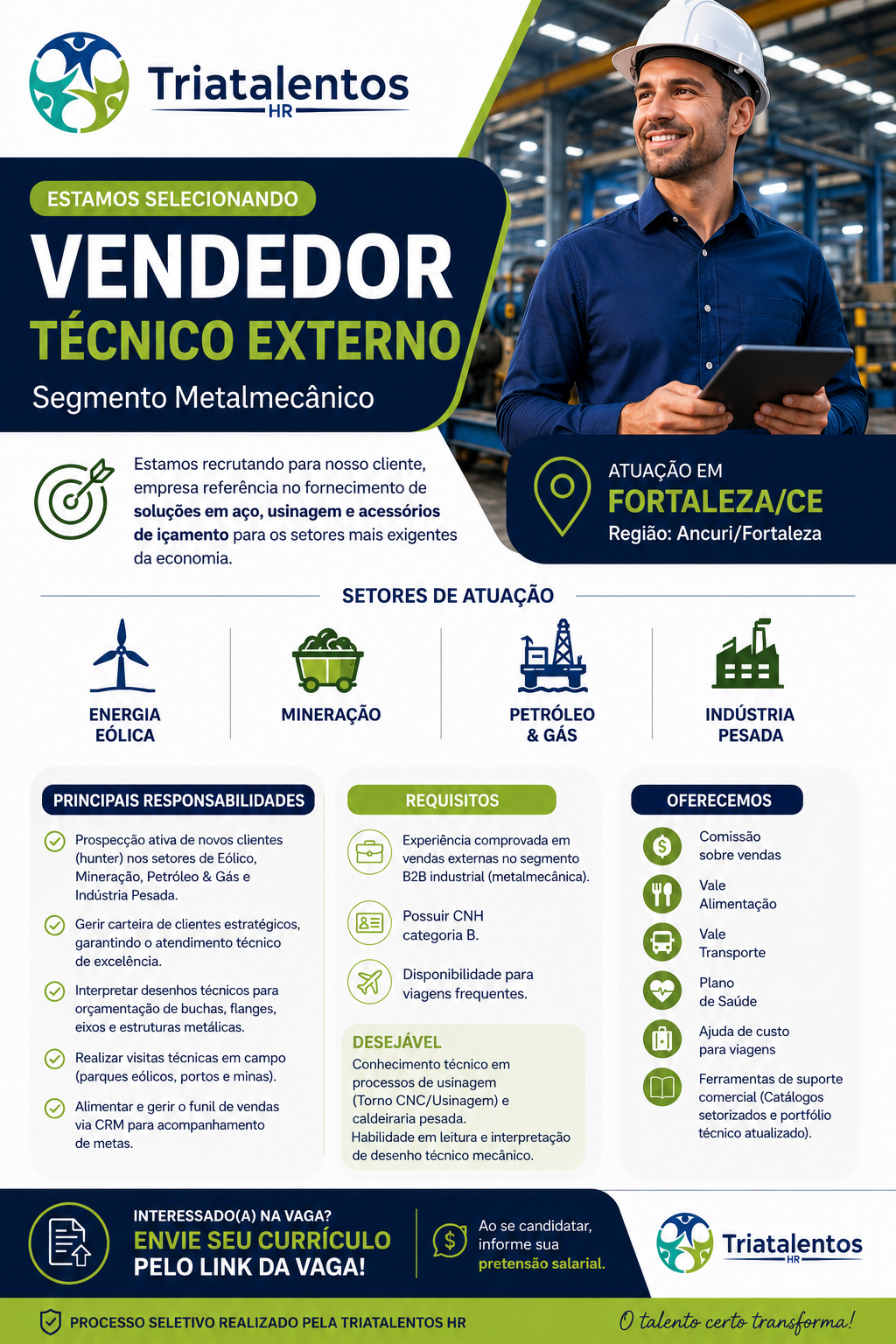 Vendedor Técnico externo – Setor Metalmecânica – Fortaleza/CE